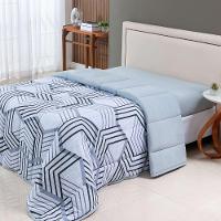 Edredom Cobertor Casa Scarpa Sonnet Solteiro Malha Estampada Dupla Face Algodão - Geométrico - Cinza - 2