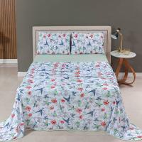 Jogo Cama Lençol Casa Scarpa Sonnet King Malha Estampada Algodão 4 Peças - Beija Flor - Verde - 2