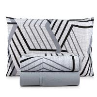 Jogo Cama Lençol Casa Scarpa Sonnet Solteiro Malha Estampada Algodão 3 Peças - Geométrico - Cinza - 1