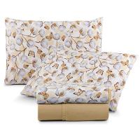 Jogo Cama Lençol Casa Scarpa Sonnet Casal Padrão Malha Estampada Algodão 4 Peças - Borboleta - Mostarda - 1