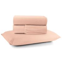 Jogo Cama Lençol Casa Scarpa Sonnet Solteiro Malha Lisa Algodão Macio 3 Peças - Salmão - 1