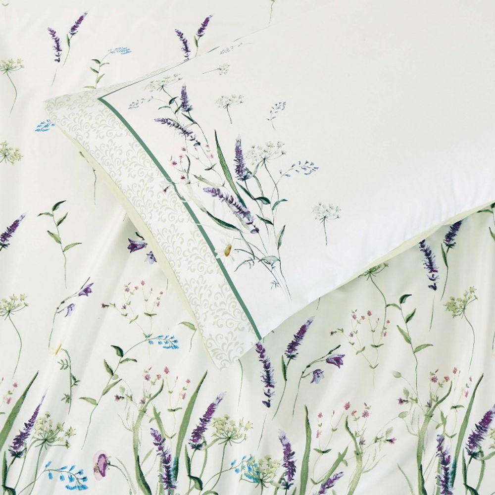 Jogo Cama Lençol Casa Scarpa Santorini Casal Padrão Estampa Florida Percal 300 Fios 4 Peças - Verde Lavanda - 3