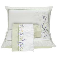 Jogo Cama Lençol Casa Scarpa Santorini Casal Padrão Estampa Florida Percal 300 Fios 4 Peças - Verde Lavanda - 1