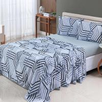 Jogo Cama Lençol Casa Scarpa Sonnet Queen Malha Estampada Algodão 4 Peças - Geométrico - Cinza