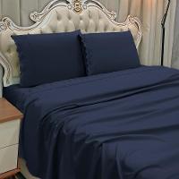 Jogo Cama Lençol Casa Scarpa Loren Casal Padrão Bordado Inglês Micro Percal 300 Fios 4 Peças - Azul Marinho - 2