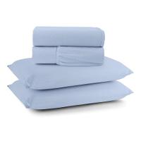 Jogo Cama Lençol Casa Scarpa Sonnet Casal Padrão Malha Lisa Algodão Macio 4 Peças - Azul Turquesa - 1