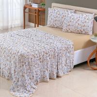 Jogo Cama Lençol Casa Scarpa Sonnet King Malha Estampada Algodão 4 Peças - Borboleta - Mostarda