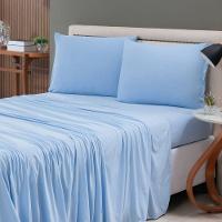 Jogo Cama Lençol Casa Scarpa Sonnet Queen Malha Lisa Algodão Macio 4 Peças - Azul Turquesa - 3