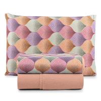 Jogo Cama Lençol Casa Scarpa Sonnet Solteiro Malha Estampada Algodão 3 Peças - Mosaico - Salmão - 1