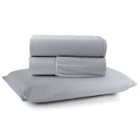 Jogo Cama Lençol Casa Scarpa Sonnet Solteiro Malha Lisa Algodão Macio 3 Peças - Cinza - 1
