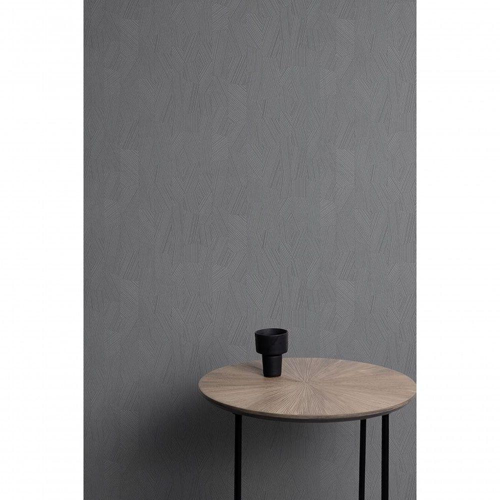 Papel De Parede Muse Geométrico Metalizado Cinza Mu3007 - 1