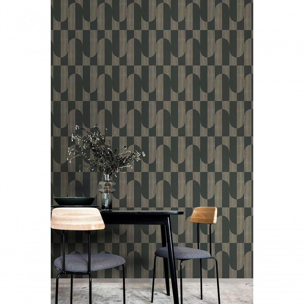 Papel De Parede Muse Geométrico Preto E Dourado A55702 - 1