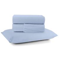 Jogo Cama Lençol Casa Scarpa Sonnet Solteiro Malha Lisa Algodão Macio 3 Peças - Azul Turquesa - 1