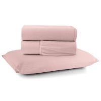 Jogo Cama Lençol Casa Scarpa Sonnet Solteiro Malha Lisa Algodão Macio 3 Peças - Rosê - 1
