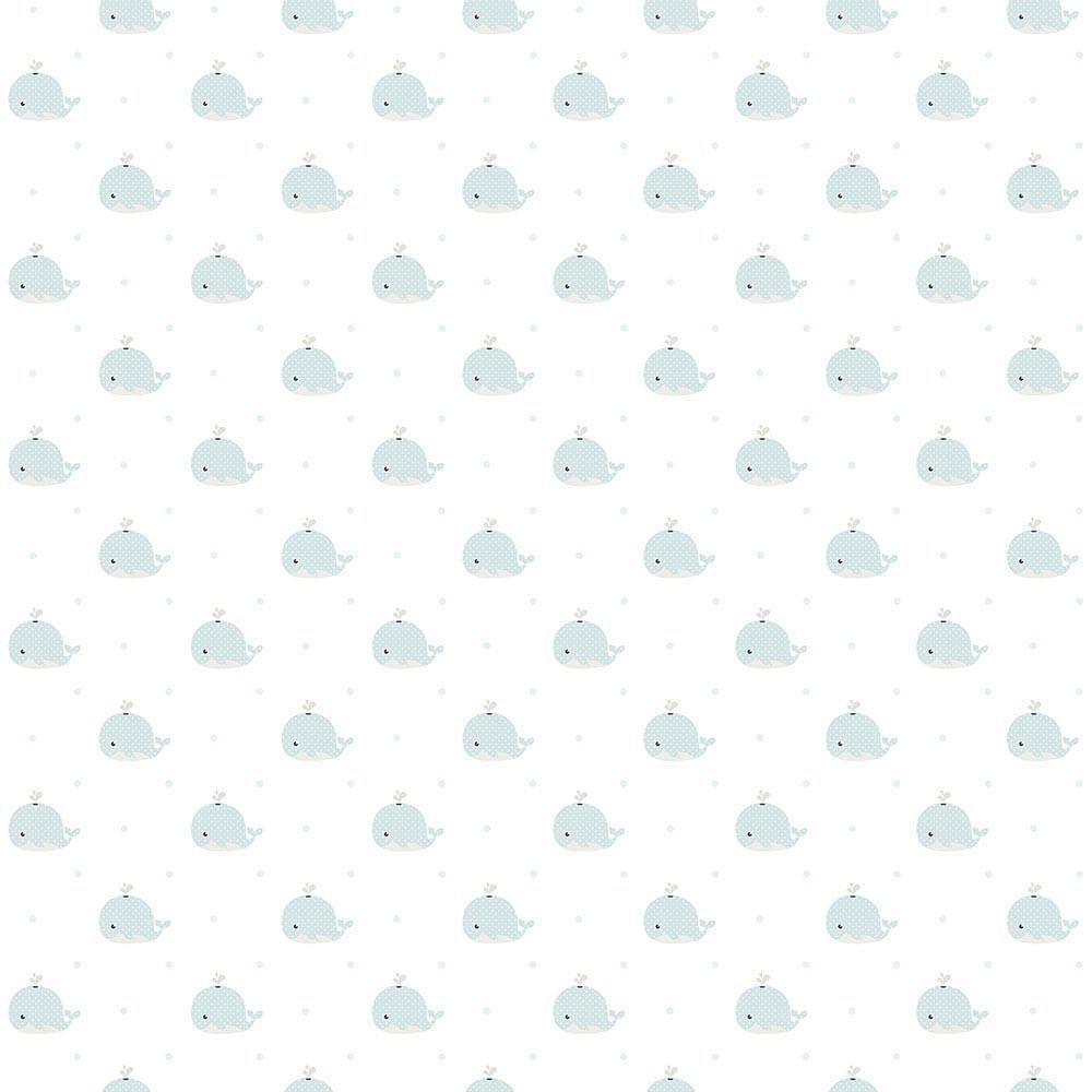 Papel De Parede Lullaby Baleia Verde Claro 2232 - Rolo 10m X 0,53m - 1