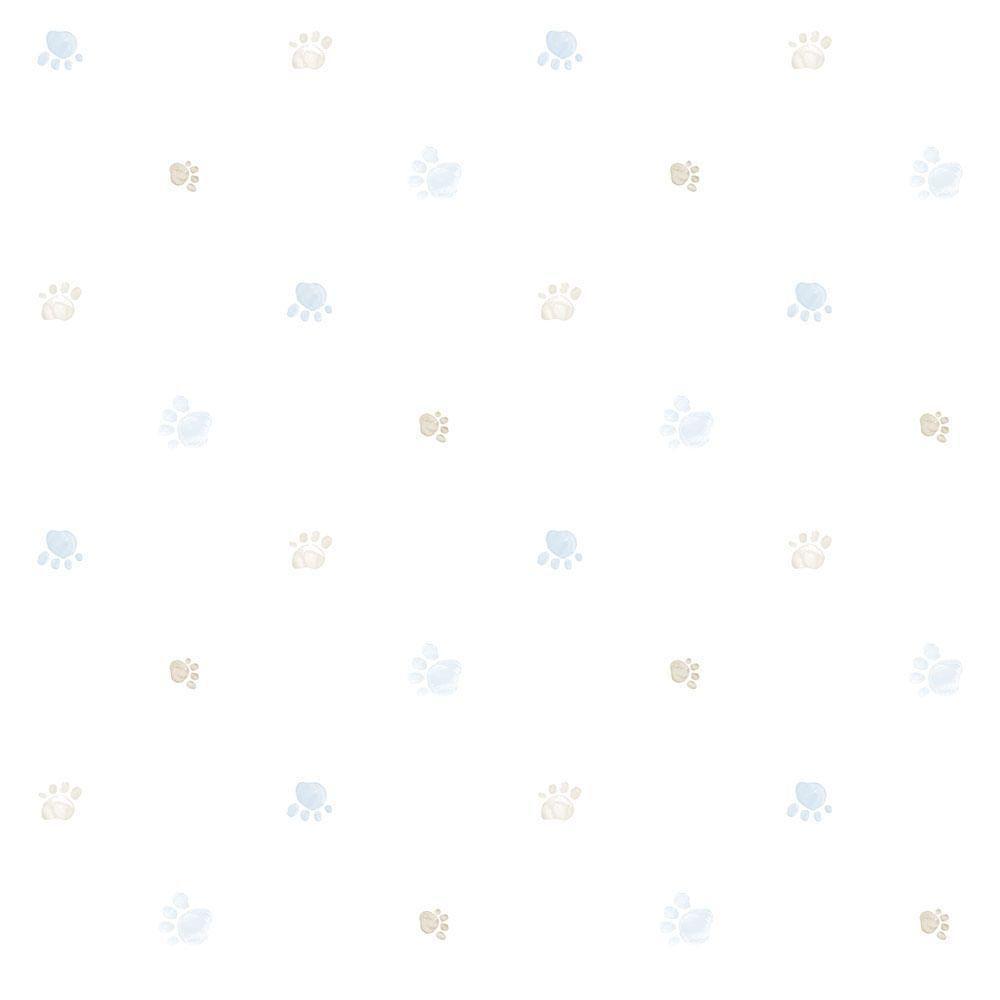 Papel De Parede Lullaby Pegadas Azul 2281 - Rolo 10m X 0,53m - 1