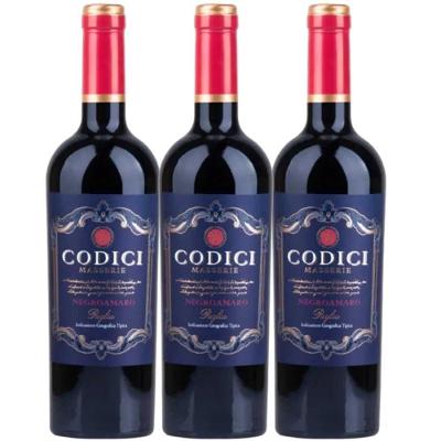Garrafas Vinho Tinto Codici Negroamaro Puglia 750ml (3 Und)