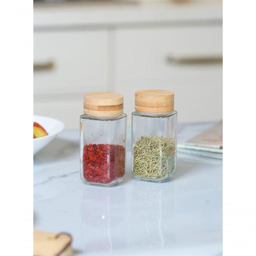 Porta Condimentos Com 5 Peças Em Bambu Kenya - 2