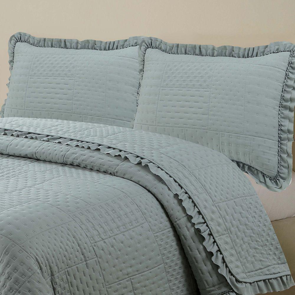 Kit Cobre Leito Colcha Bello Queen Dupla Face 3 Peças Cinza 100% Poliéster - 3