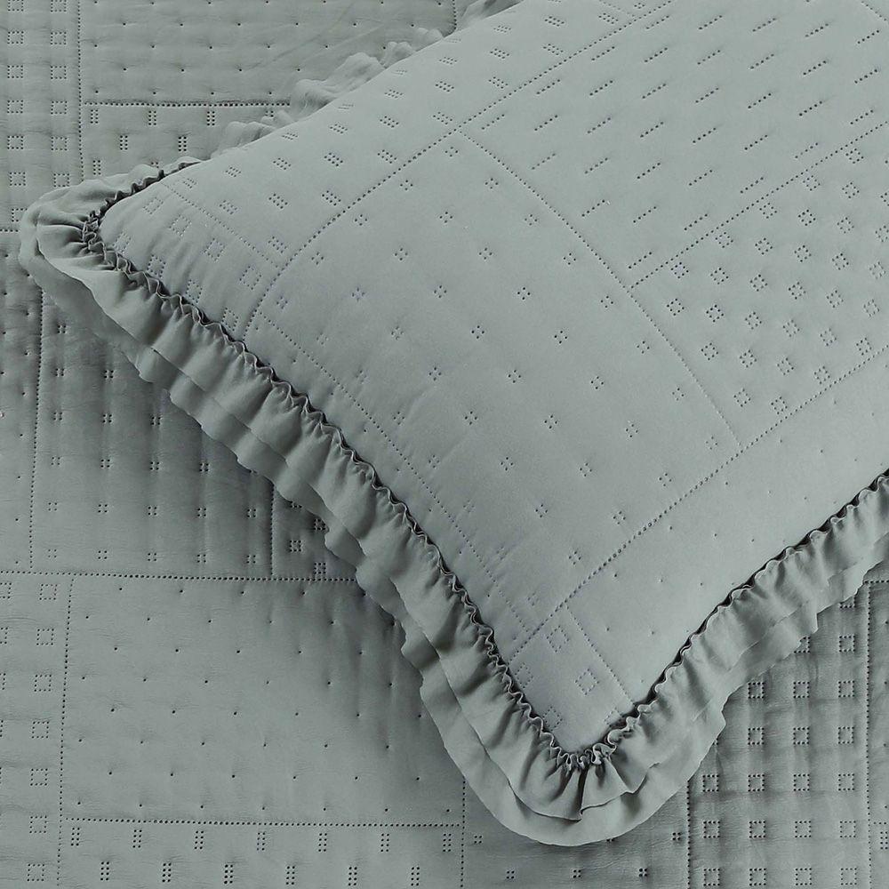 Kit Cobre Leito Colcha Bello King Dupla Face 3 Peças Cinza 100% Poliéster - 2