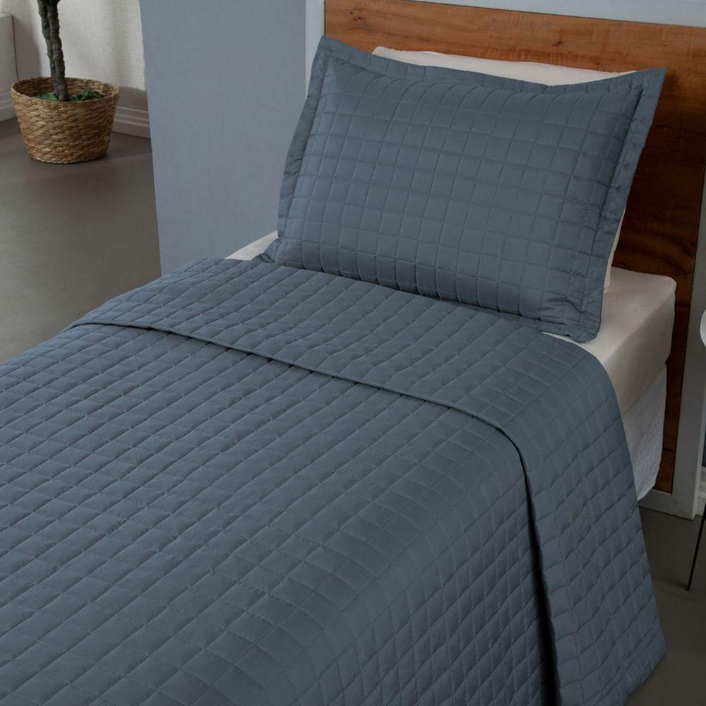 Combo 2 Kit Cobre Leito Colcha Monaco Solteiro Dupla Face Verde Azul 100% Poliéster - 5