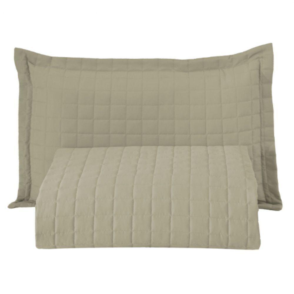 Kit Cobre Leito Colcha Monaco Solteiro Dupla Face 2 Peças Cáqui 100% Poliéster - 1