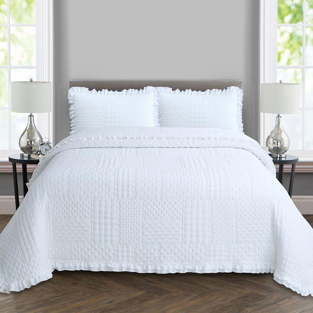 Kit Cobre Leito Colcha Bello Casal Dupla Face 3 Peças Branco 100% Poliéster - 3