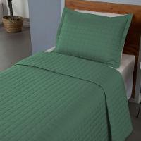 Combo 2 Kit Cobre Leito Colcha Monaco Solteiro Dupla Face Verde Branco 100% Poliéster - 3