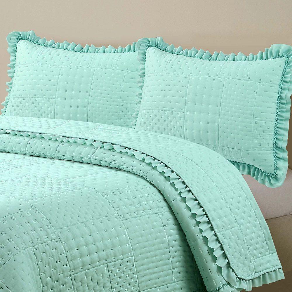 Kit Cobre Leito Colcha Bello Casal Dupla Face 3 Peças Verde 100% Poliéster - 3