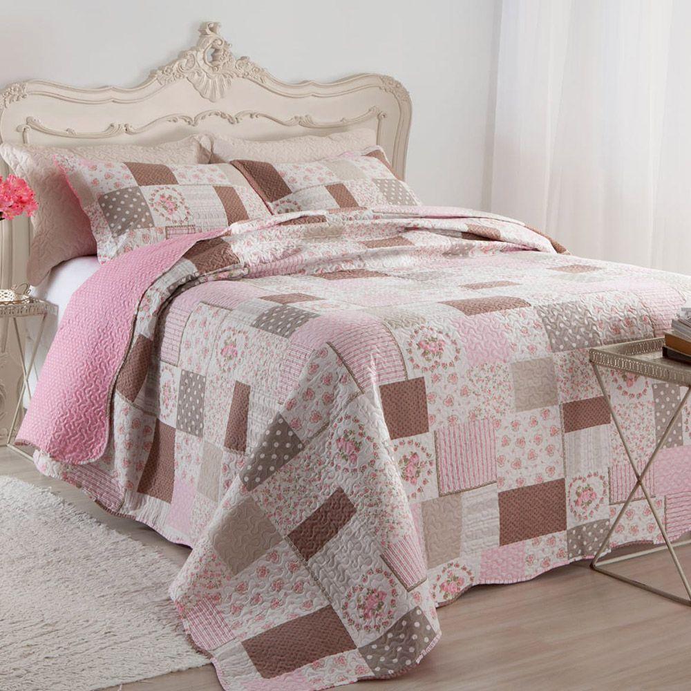 Kit Cobre Leito Colcha Casal Boutex Dupla Face Londres 100% Poliéster - 1