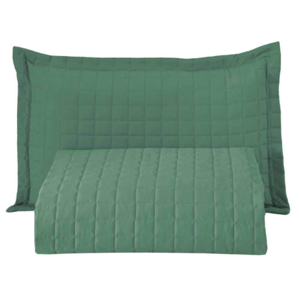 Kit Cobre Leito Colcha Monaco Solteiro Dupla Face 2 Peças Verde 100% Poliéster - 1
