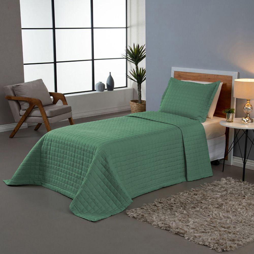 Kit Cobre Leito Colcha Monaco Solteiro Dupla Face 2 Peças Verde 100% Poliéster - 2
