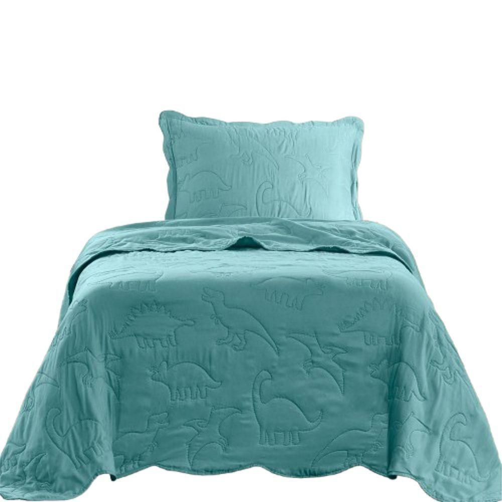 Kit Cobre Leito Colcha Bouti Solteiro Infantil 2 Peças Verde 100% Poliéster - 1