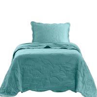 Kit Cobre Leito Colcha Bouti Solteiro Infantil 2 Peças Verde 100% Poliéster - 1