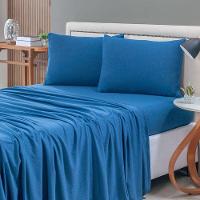 Jogo De Cama Lençol Sereno Solteiro 3 Peças Em Malha Algodão Marinho 100% Algodão - 2