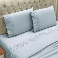 Jogo De Cama Lençol King Nupcial Percal 300 Fios 4 Peças Cinza 100% Poliéster - 3