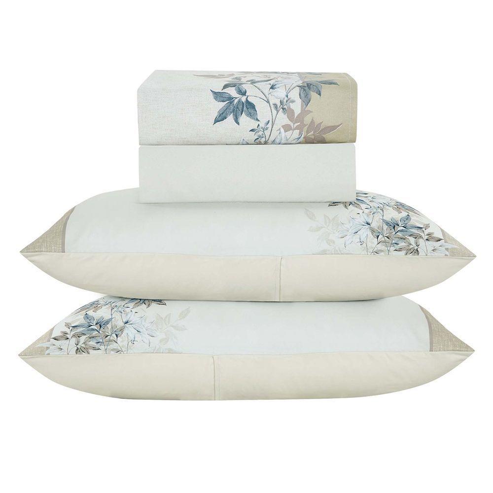 Jogo De Cama Lençol King Bouquet Percal 300 Fios 4 Peças Palha 100% Poliéster - 1