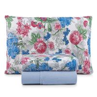 Jogo De Cama Lençol Sonho Bom Solteiro Em Malha 3 Peças Azul 100% Algodão - 1