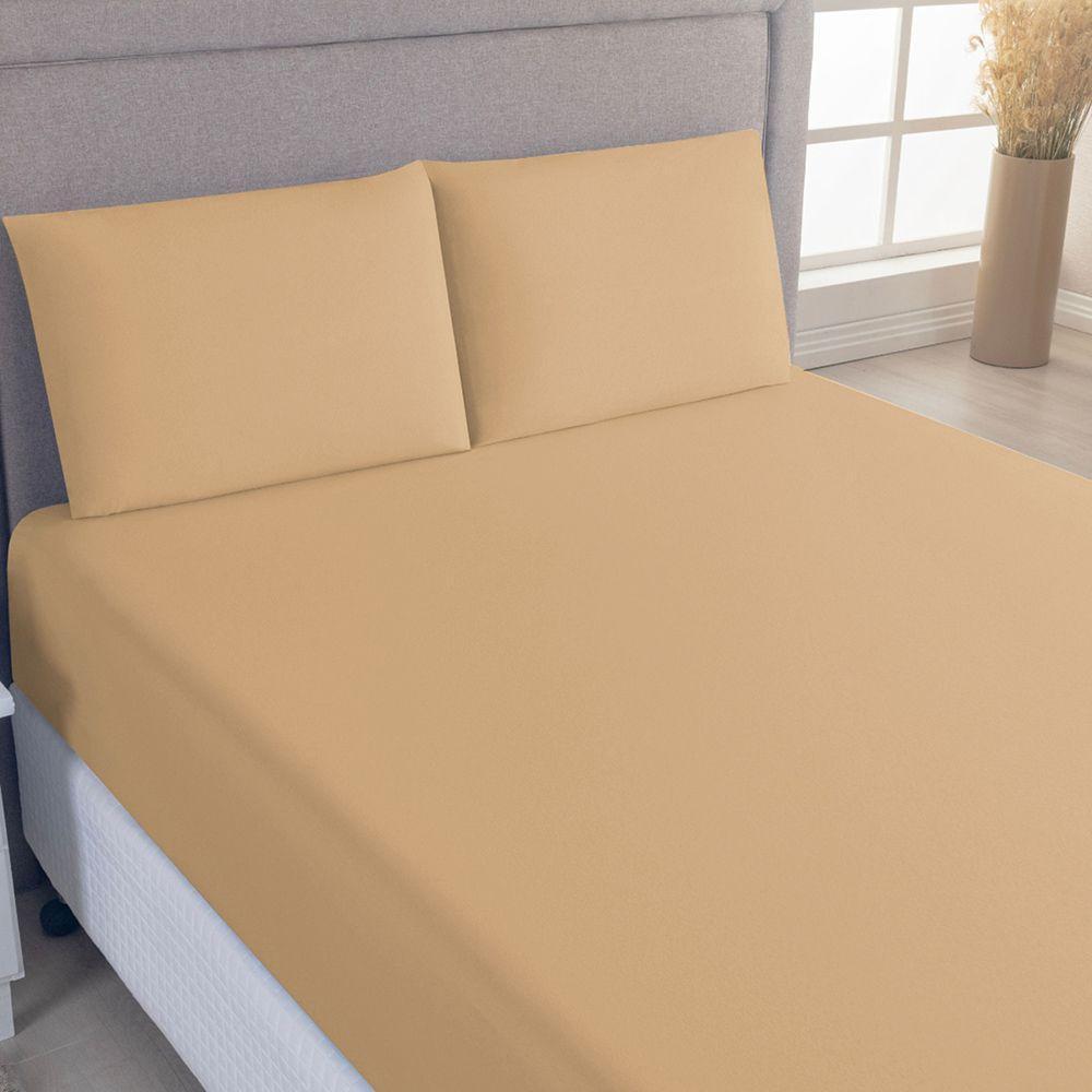 Jogo De Cama Lençol Sereno Solteiro Em Malha Algodão 2 Peças Mostarda 100% Algodão - 2