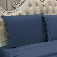 Jogo De Cama Lençol Queen Supremo 3 Peças Micropercal 300 Fios Marinho 100% Poliéster - 3