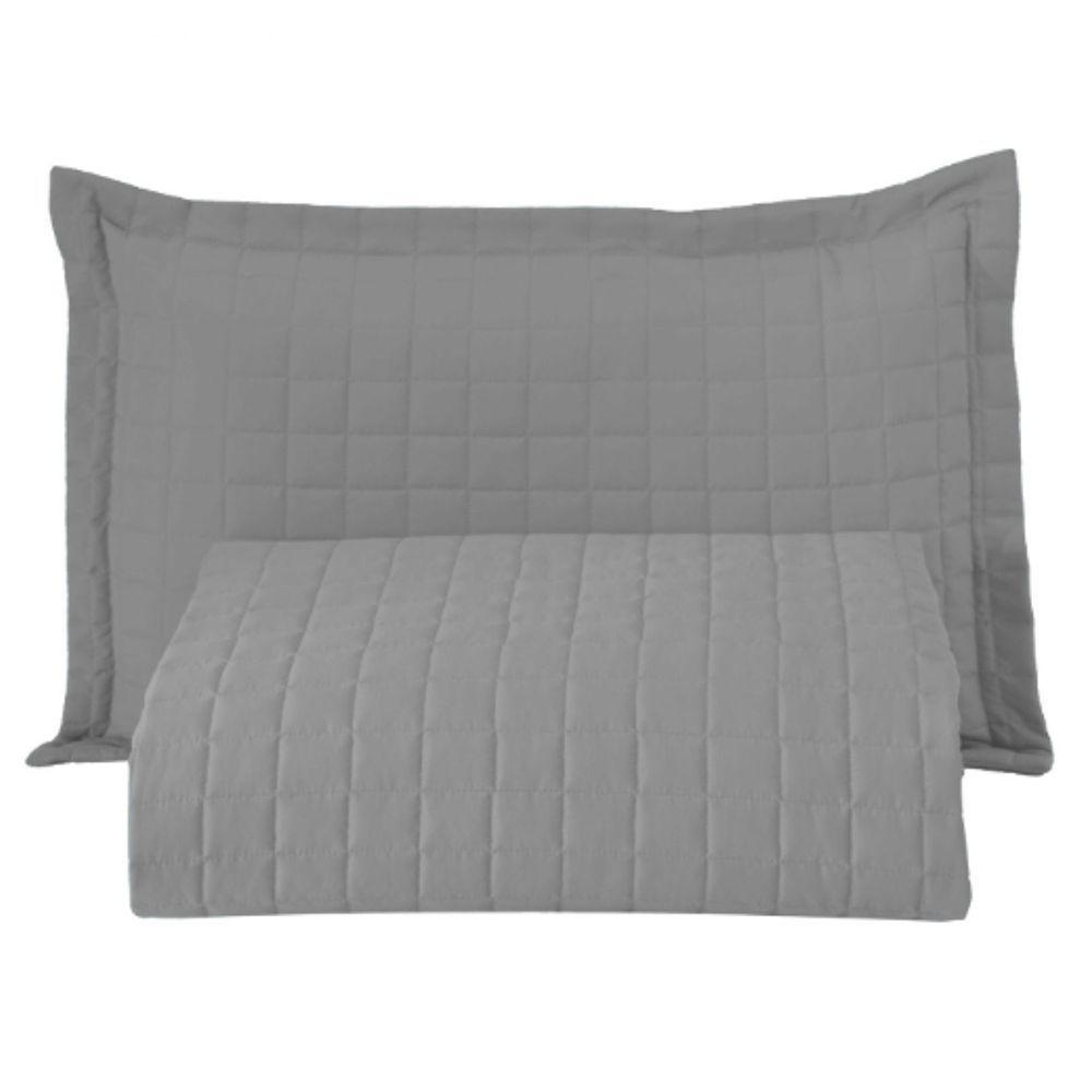Kit Cobre Leito Colcha Monaco Solteiro Dupla Face 2 Peças Cinza 100% Poliéster - 1