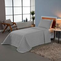 Combo 2 Kit Cobre Leito Colcha Monaco Solteiro Dupla Face Cinza Cáqui 100% Poliéster - 2