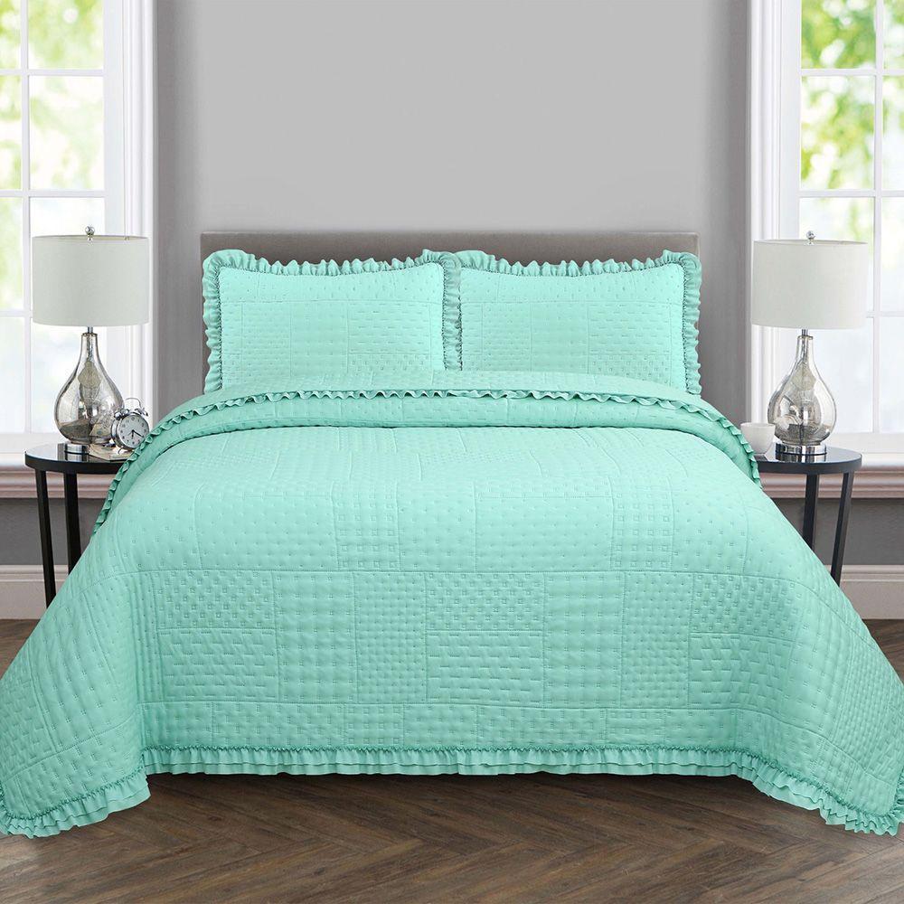 Kit Cobre Leito Colcha Bello King Dupla Face 3 Peças Verde 100% Poliéster - 4