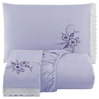 Jogo De Cama Lençol Solteiro Bordado Advance 2 Peças Lilás 100% Poliéster - 1