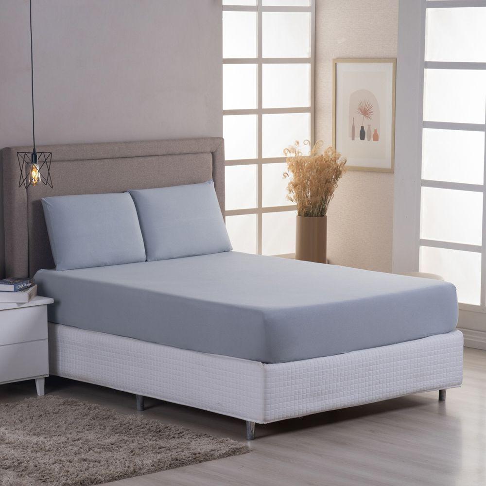 Jogo De Cama Lençol Sereno Solteiro Em Malha Algodão 2 Peças Cinza 100% Algodão - 3