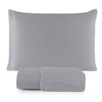 Jogo De Cama Lençol Sereno Solteiro Em Malha Algodão 2 Peças Cinza 100% Algodão - 1