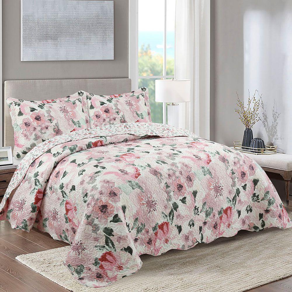 Kit Cobre Leito Colcha King Boutik Dupla Face Sirlene 100% Poliéster - 1