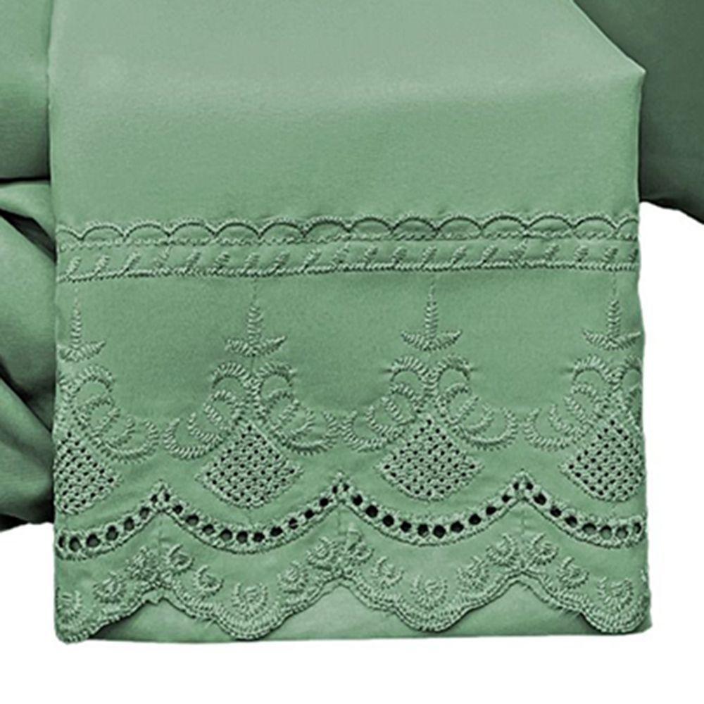 Jogo De Cama Lençol Casal Supremo 3 Peças Micropercal 300 Fios Verde 100% Poliéster - 4