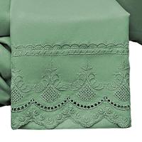 Jogo De Cama Lençol Casal Supremo 3 Peças Micropercal 300 Fios Verde 100% Poliéster - 4