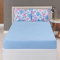 Jogo De Cama Lençol Sonho Bom Casal Em Malha Algodão Azul Claro 100% Algodão - 3